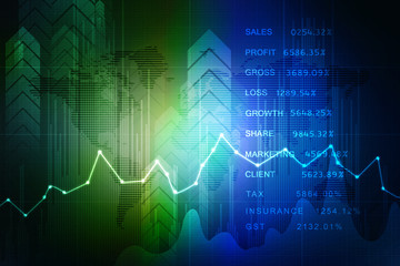 2d rendering Stock market online business concept. business Graph 