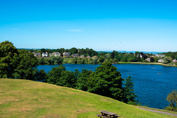 Fototapeta premium Bench near Loch Linlithgow, Scotland