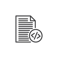 Coding file outline icon. linear style sign for mobile concept and web design. programming simple line vector icon. Symbol, logo illustration. Pixel perfect vector graphics