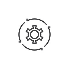 Setting preference outline icon. linear style sign for mobile concept and web design. Gear and arrows simple line vector icon. Symbol, logo illustration. Pixel perfect vector graphics