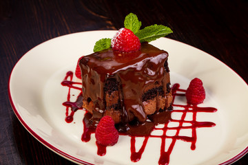 Chocolate cake with raspberry