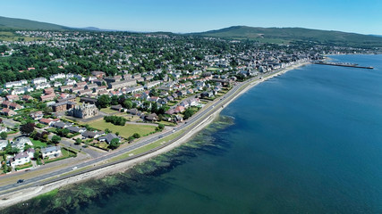 Fototapeta premium Aerial image over the town of Helensburgh on the banks of the River Clyde.
