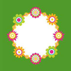 Round Frame Made of Abstract Flower Blossom Vector
