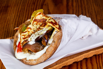 Vegetarian gyros with mushrooms