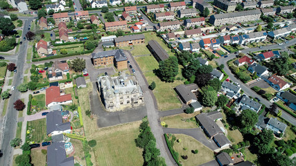 Aerial image over the abandoned historic Cairndhu mansion at Helensburgh.