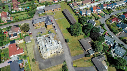 Aerial image over the abandoned historic Cairndhu mansion at Helensburgh.