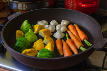 fresh vegetables in a pan