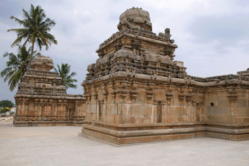 A typical Dravidian style shrine at Panchakuta Basadi or Panchakoota Basadi, Kambadahalli, Mandya district, Karnataka.