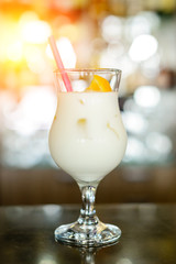 milkshake with orange in the bar