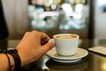 coffee americano close-up on the bar