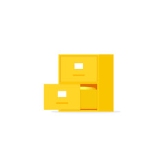 Yellow file cabinet with two drawer. Clipart image isolated on white background