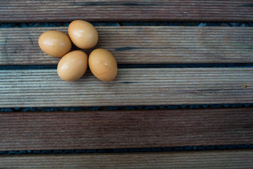 Egg on the wood plate