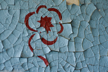  Painted flower on a wall with peeling paint
