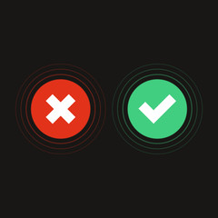 Accept, decline button. Flat design. Vector.