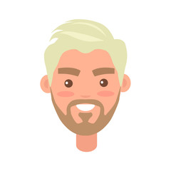 Young Man Smiling Face Flat Vector Icon