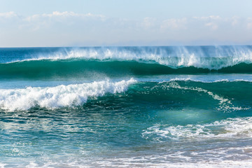Beach Ocean Waves Shoreline crashing blue horizon