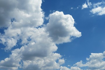 Beautiful shaped clouds in blue sky, natural background