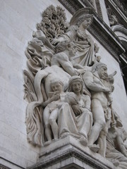 The Arc de Triomphe is located on the right bank of the Seine at the centre of a dodecagonal configuration of twelve radiating avenues.