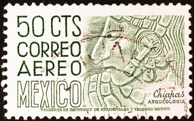 Inca bas-relief on mexican air mail stamp