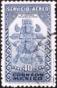 Aztec Bird-Man on mexican postage stamp of 1935