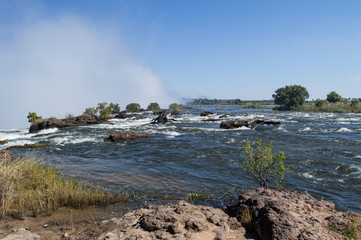 Fototapeta na wymiar Zambezi River Channeling into Victoria Falls, Zambia