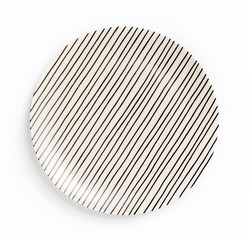 White plate with lines isolated on white background