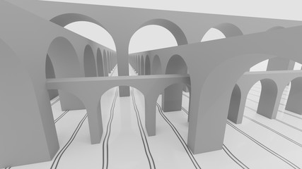 abstract instersection of arc bridges 3d illustration