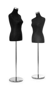 Two female mannequin on white background. File contains a path to isolation.