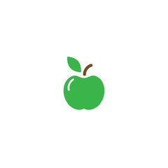 Green apple icon. Flat pictogram isolated on white. Vector illustration.