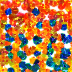 Fototapeta na wymiar Beautiful kaleidoscope spotlights background. Futuristic bokeh abstract wallpaper for any decor and covers elements design and art. Modern orange blue bokeh circles texture.