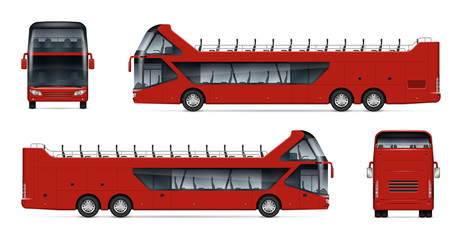 travel bus realistic vector illustration