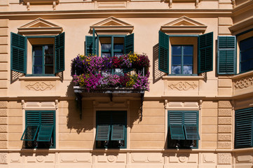 Hausfassade in Brixen in Südtirol.