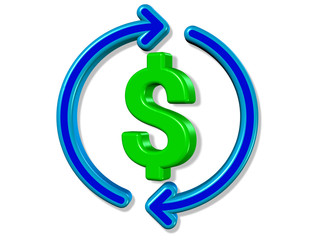 3D Render money recycle dollar currency