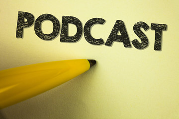 Word writing text Podcast. Business concept for Online media transmission Multimedia entertainment...