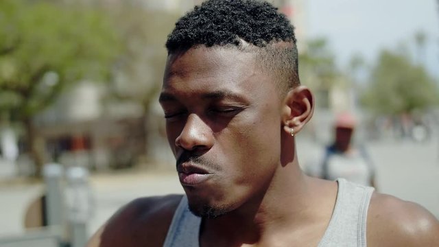 Handsome young black man close-up portrait