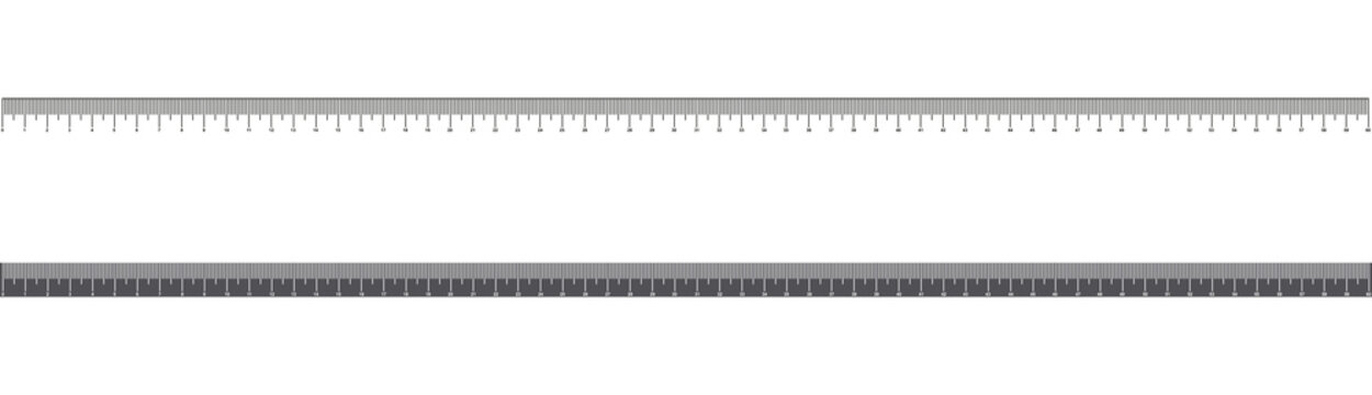 Ruler 60cm. Tool or scale of measurement. School supplies. Metal ruler in millimeters.