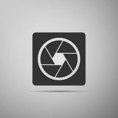 Camera shutter icon isolated on grey background. Flat design. Vector Illustration