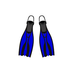 Flippers for diving . Abstract concept, blue color, icon. Vector illustration on white background.