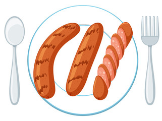 Plate with three sausages