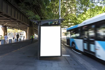 Foto auf Acrylglas Antireflex Lightbox advertisement next to the Sydney city bus stop in Australia © 孤飞的鹤