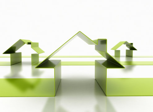 Green houses, conceptual illustration
