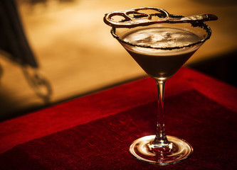 chocolate caramel cream martini mixed cocktail glass