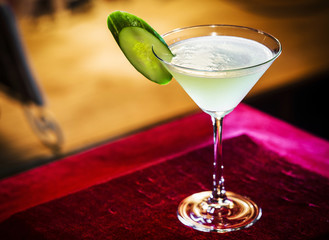 cucumber and lime martini mixed cocktail drink glass