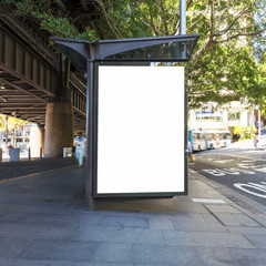 Lightbox advertisement next to the Sydney city bus stop in Australia