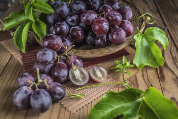 Healthy fruits Red grapes in the vineyard,