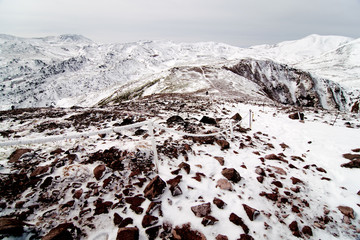 early winter and snow in daisetsuzan, japan national park