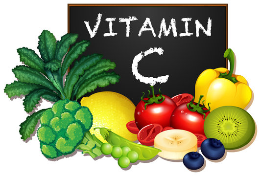 A Set of Vitamin C Fruit and Vegetable