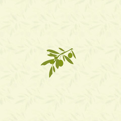 Vector olives and green leaves background.