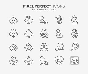 baby thin line icons 1