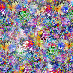 Цветные бабочки на фоне абстрактных волшебных брызг - obrazy, fototapety, plakaty